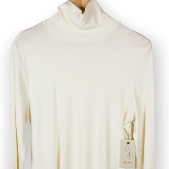Joie SZ XL Cream Pima Cotton Ribbed Turtleneck NWT - Picture 3 of 6